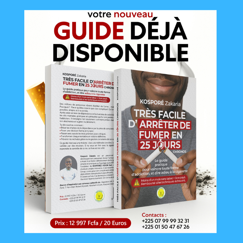 VOTRE LIVRE INTITULÉ " TRES FACILE D'ARRÊTER DE FUMER EN 25 JOURS CHRONO" DISPONIBLE